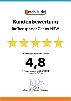 mobile.de Kundenbewertung für Transporter Center NRW: 4,8 von 5 Sternen